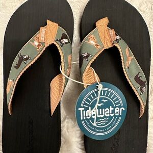 Tidewater Black and Green Flip Flops